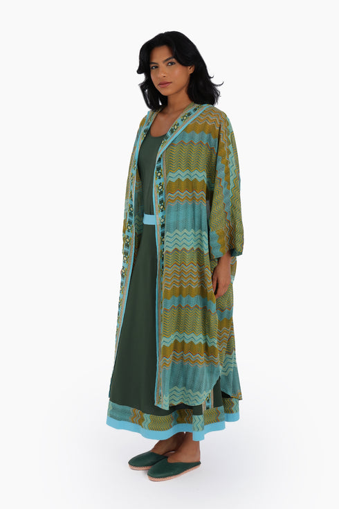 Long printed over sized coat with hoodie and pockets